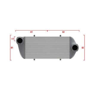 Ladeluftkühler 700x205x80mm links abgewinkelt oben & rechts abgewinkelt mitte
